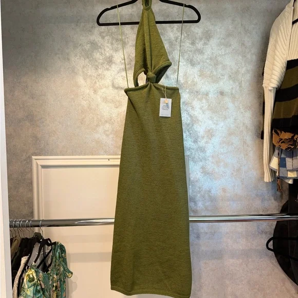 Cult Gaia Cameron Knit Dress in Olive size XS Dresses
